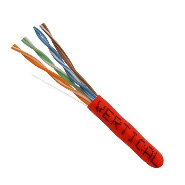 151-108/RD Vertical Cable 151-108 Series 24 AWG 4 Unshielded Twisted Pair Solid Bare Copper CMR Non-Plenum Cat5e Cable - 1000' Pull Box - Red