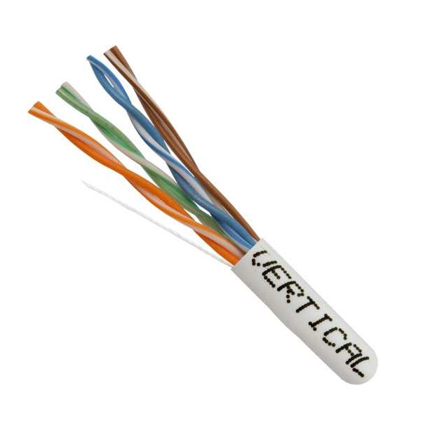 151-109/WH Vertical Cable 151-109 Series 24 AWG 4 Unshielded Twisted Pair Solid Bare Copper CMR Non-Plenum Cat5e Cable - 1000' Pull Box - White