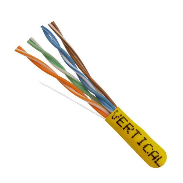 151-110/YL Vertical Cable 151-110 Series 24 AWG 4 Unshielded Twisted Pair Solid Bare Copper CMR Non-Plenum Cat5e Cable - 1000' Pull Box - Yellow