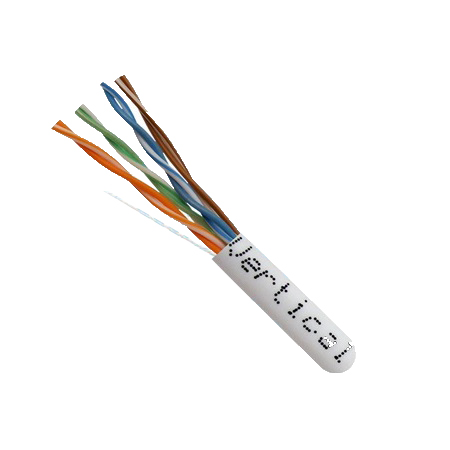 156-208/P/WH Vertical Cable 24 AWG 4 Unshielded Twisted Pair Solid Bare Copper CMP Plenum Cat5e Cable - 1000' Pull Box - White