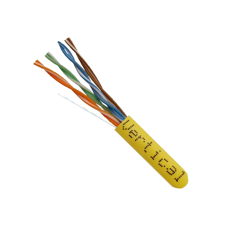 156-209/P/YL Vertical Cable 24 AWG 4 Unshielded Twisted Pair Solid Bare Copper CMP Plenum Cat5e Cable - 1000' Pull Box - Yellow