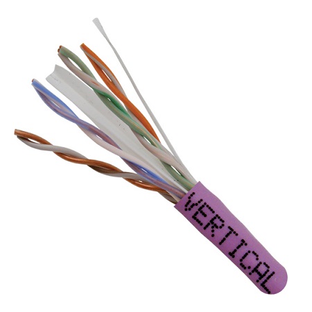 161-107/PR Vertical Cable 23 AWG 4 Unshielded Twisted Pair Solid Bare Copper CMR Non-Plenum Cat6 Cable - 1000' Pull Box - Purple