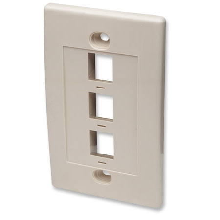 162944 Intellinet Wall Plate Flush Mount - 3 Outlet - Ivory