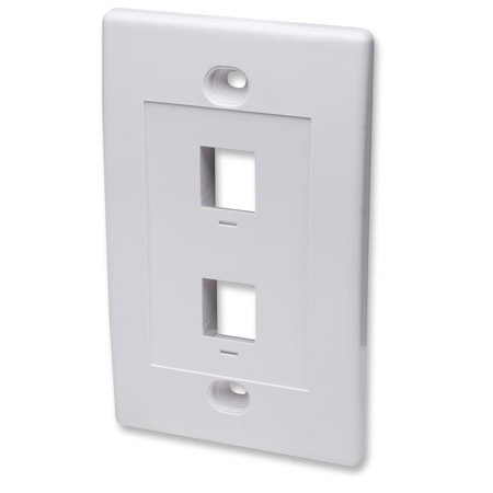 163293 Intellinet Wall Plate Flush Mount - 2 Outlet - White