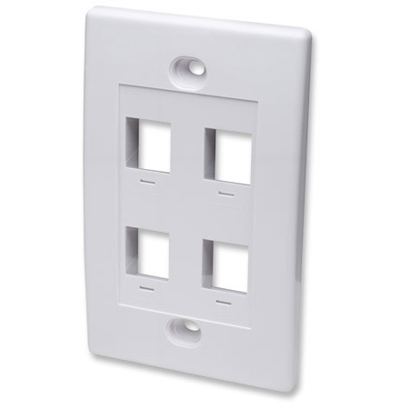 163316 Intellinet Wall Plate Flush Mount - 4 Outlet - White
