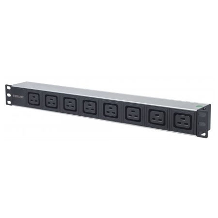163613 Intellinet Network Solutions 19" 1U Rackmount 8-Output C19 Power Distribution Unit with Removable Power Cable and Rear C20 Input