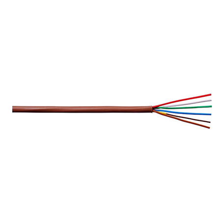 186THPT1N Remee 18 AWG 6 Conductors Unshielded Solid Bare Copper CL2 Plenum Thermostat Control Cable - 250' Reel - Brown