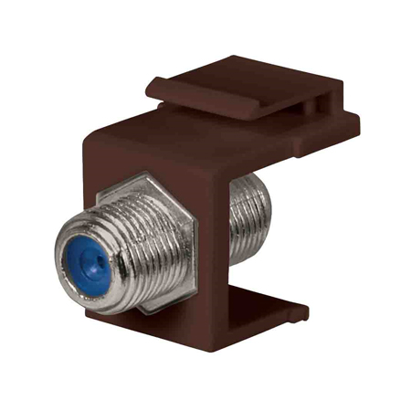 20-3202-BR-10 Datacomm Keystone Jack with 2.4 GHZ F-Connector - Brown - 10 Pack