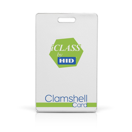 2080PGSMV-100 HID 208 iCLASS Clamshell Card 1k Bits (256 Bytes) with 2 Application Areas Programmed iClass Plain White with Gloss FInish Front Base with Molded HID Logo Back Sequential Matching Internal/External Inkjetted Verical Slot Punch - 100 Pack