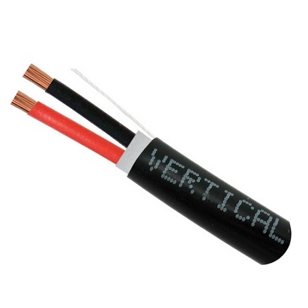 209-2328/DB Vertical Cable 18 AWG 2 Conductors Stranded Bare Copper Non-Plenum Direct Burial Audio Cable - 500' Pull Box - Black