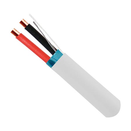 210-222ST/5WH Vertical Cable 22 AWG 2 Conductors Unshielded Stranded Solid Bare Copper Non-Plenum Alarm Security Cable - 500' Pull Box - White
