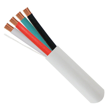 210-224ST/5GY Vertical Cable 22 AWG 4 Conductors Unshielded Stranded Solid Bare Copper Non-Plenum Alarm Security Cable - 500' Pull Box - Gray