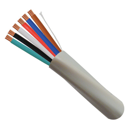210-226ST/GY Vertical Cable 22 AWG 6 Conductors Unshielded Stranded Solid Bare Copper CM/CL2 Non-Plenum Alarm Security Cable - 1000' Pull Box - Gray