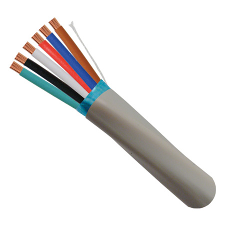 210-226ST/S/WH Vertical Cable 22 AWG 6 Conductors Shielded Stranded Solid Bare Copper CM/CL2 Non-Plenum Alarm Security Cable - 1000' Pull Box - White
