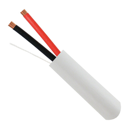 211-162/P/5WH Vertical Cable 16 AWG 2 Conductors Unshielded Stranded Bare Copper CMP/CL2P Plenum Audio/Security Cable - 500' Spool - White