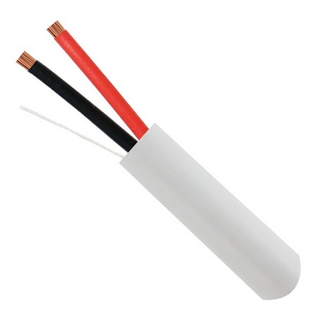 211-182ST/WH Vertical Cable 18 AWG 2 Conductors Unshielded Stranded Bare Copper Non-Plenum Alarm Security Cable - 1000' Pull Box - White