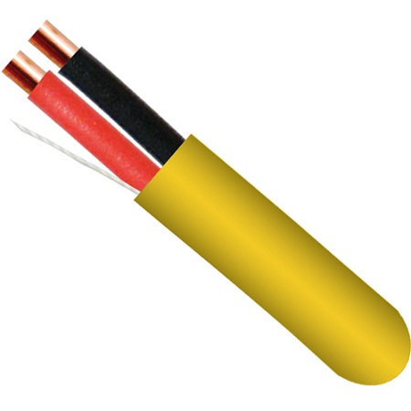 216-142/P/YL Vertical Cable 14 AWG 2 Conductors Unshielded Solid Bare Copper Plenum Alarm Cable - 1000' Spool - Yellow