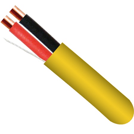 216-142/R/YL Vertical Cable 14 AWG 2 Conductors Unshielded Solid Bare Copper Non-Plenum Alarm Cable - 1000' Spool - Yellow