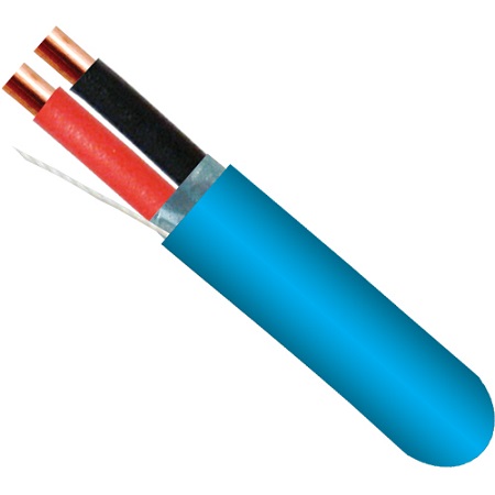 216-162/S/R/BL Vertical Cable 16 AWG 2 Shielded Solid Bare Copper Non-Plenum Alarm Cable - 1000' Spool - Blue