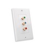 Show product details for 28106RGBW Vanco Wall Plate Triple RCA RGB Decor White