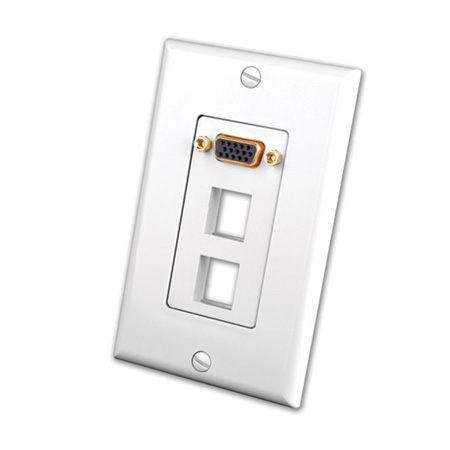 281203X Vanco Wall Plate S-VGA + 2 Keystone Ports White