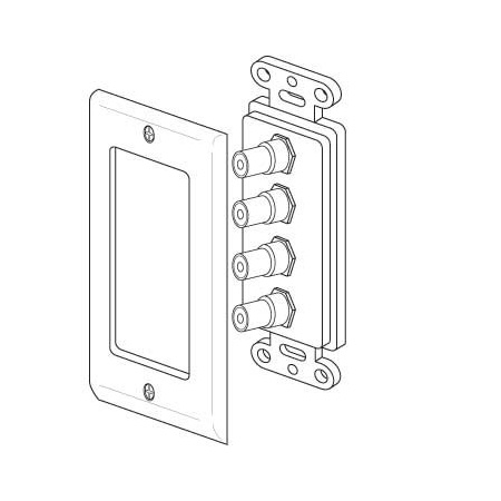 28140W Vanco Wall Plate Four RCA Jack Decor White
