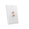 Show product details for 28148W Vanco Wall Plate 4 Pair Binding Post Gold Decor White