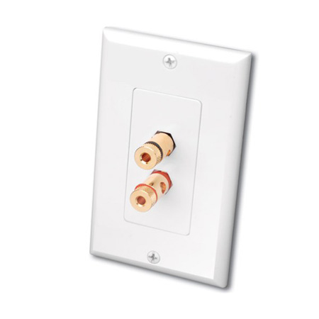 28152WX Vanco Wall Plate 1 Pair Spring Load Binding Port White
