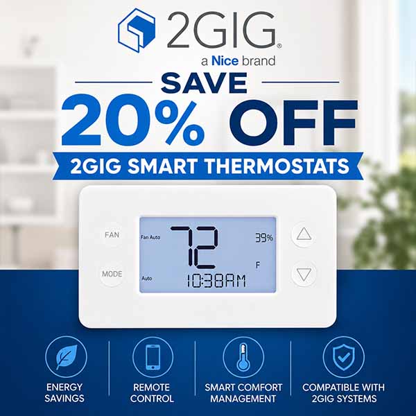 2GIG July Sale - Save 20% Off 2GIG Smart Thermostats