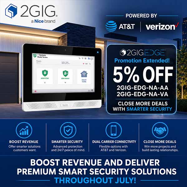 2GIG July Sale - 2GIG Dealer Loyalty Program Save 5% Off 2GIG Edge Security Panels