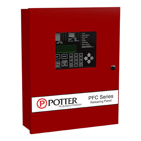 3006735 Potter PFC-4410G3 7 Zone Releasing Control Panel in 18 1/4" x 14 1/2" x 4 3/4" Enclosure - Red