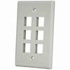 Show product details for 304-J2665/6P/GY Vertical Cable 304 Series Keystone Wall Plate 6-Port - Gray
