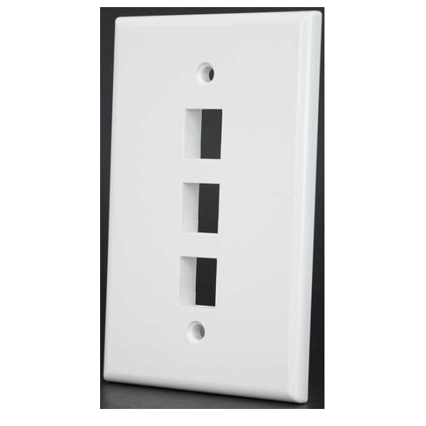 304-M2728/3P/WH Vertical Cable 304 Series Mid Size Keystone Wall Plate 3-Port - White