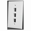 Show product details for 304-M2728/3P/WH Vertical Cable 304 Series Mid Size Keystone Wall Plate 3-Port - White