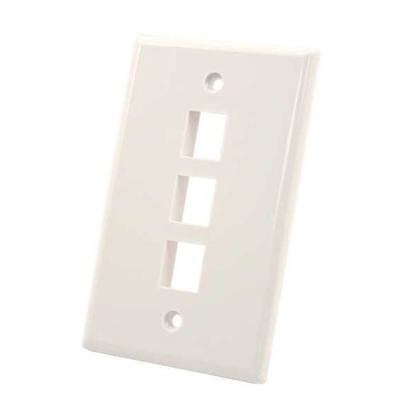 306-415RP/3P/WH Vertical Cable 306 Series Retail Pack - Keystone Wall Plate 3-Port - White