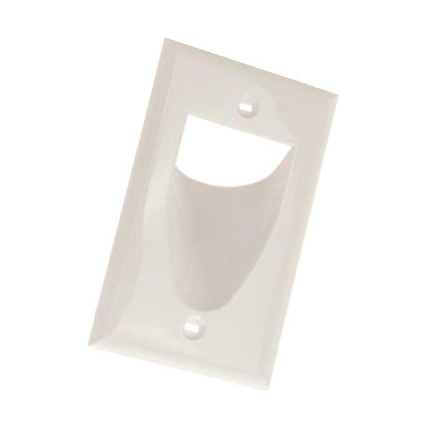 307-511R/1G/WH Vertical Cable 307 Series Feedthrough Recessed Wall Plate Single Gang - White