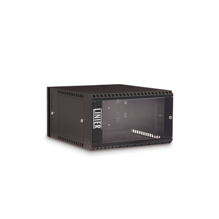 3130-3-001-06 Kendall Howard 6U Linier Glass Door Swing-out Wall Mount Cabinet - Black Finish - 23.5"W x 13.63"H x 25.99"D
