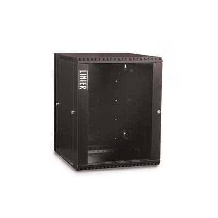 3130-3-001-15 Kendall Howard 15U Linier Glass Door Swing-out Wall Mount Cabinet - Black Finish - 23"W x 29.38"H x 25.99"D