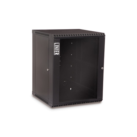 3140-3-001-15 Kendall Howard 15U Linier Glass Door Fixed Wall Mount Cabinet - Black Finish - 23.5"W x 29.38"H x 22.86"D