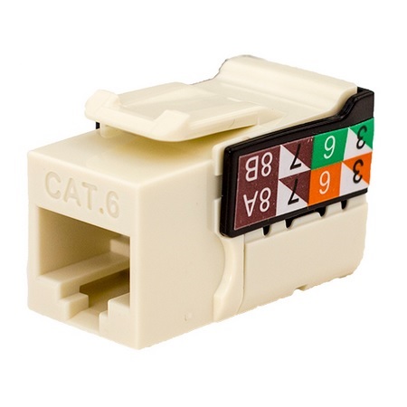 352-V2712/AL Vertical Cable CAT6 Data Grade Keystone Jack 90° 8x8 Conductors - Almond