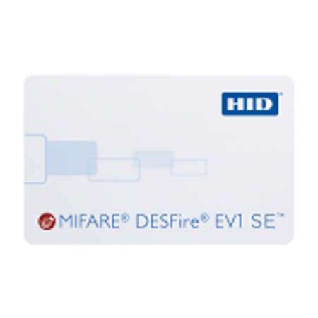 3700CPCCMN-A000114-100 HID 370 MIFARE DESFire EV1 Card Standard PVC 8K Bytes MIFARE DESFire EV1 Programmed with Security Identity Object (SIO) Custom Artwork with Gloss Finish Front Custom Artwork with Gloss Finish Back Sequential Matching Encoded/Printed Inkjetted Card Numbering No Slot Punch - 100 Pack