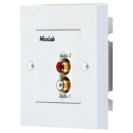 500028-WP-UK Muxlab Stereo Hi-FI Audio Wall Plate Balun - UK
