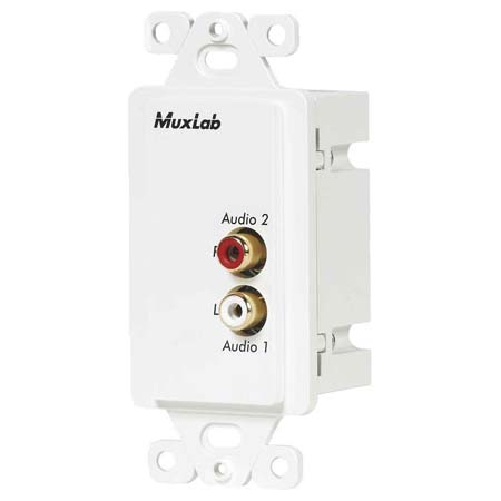 500028-WP-US Muxlab Stereo Hi-FI Audio Wall Plate Balun, US 