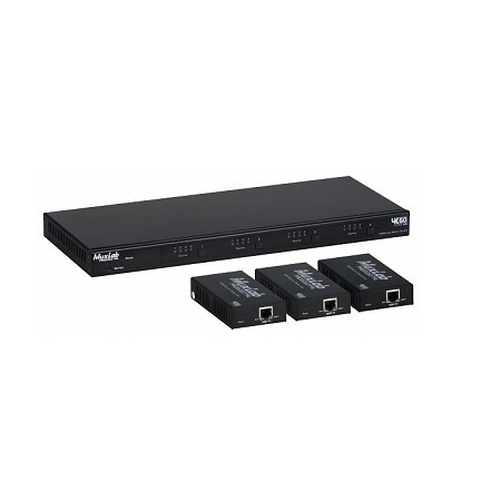 500412-US Muxlab HDMI 4x4 Matrix Switch Kit HDBT PoC 4K/60 with 3 Receivers