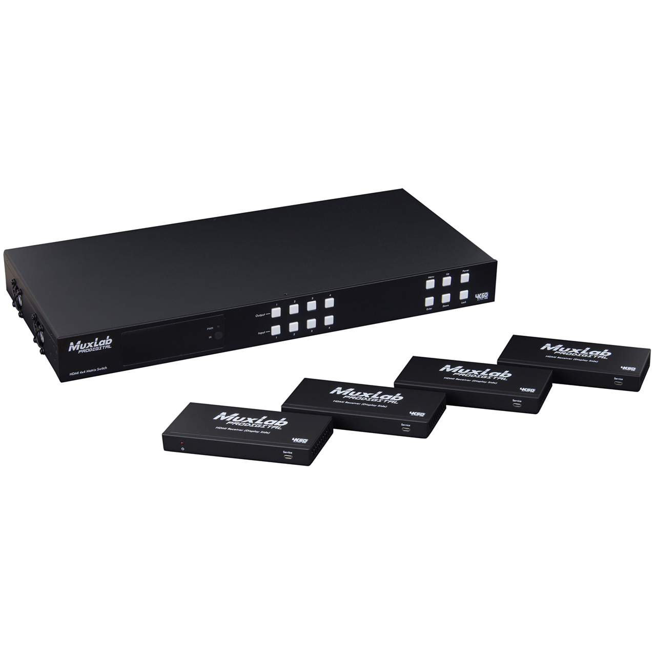 500412-V2 MuxLab HDMI 4x4 Matrix Switch Kit HDBT PoC 4K/60