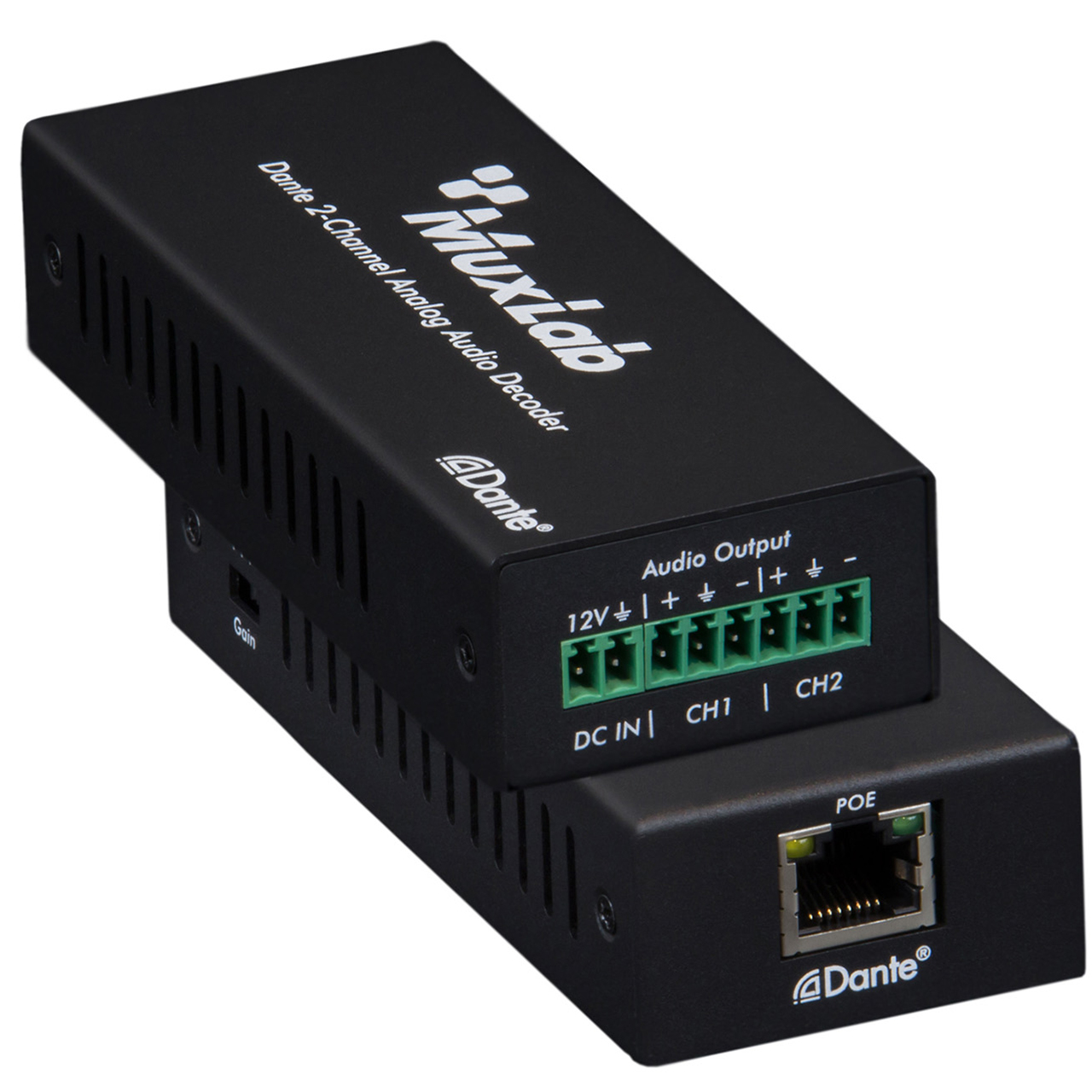 500552 MuxLab Dante 2-Channel Analog Audio Decoder
