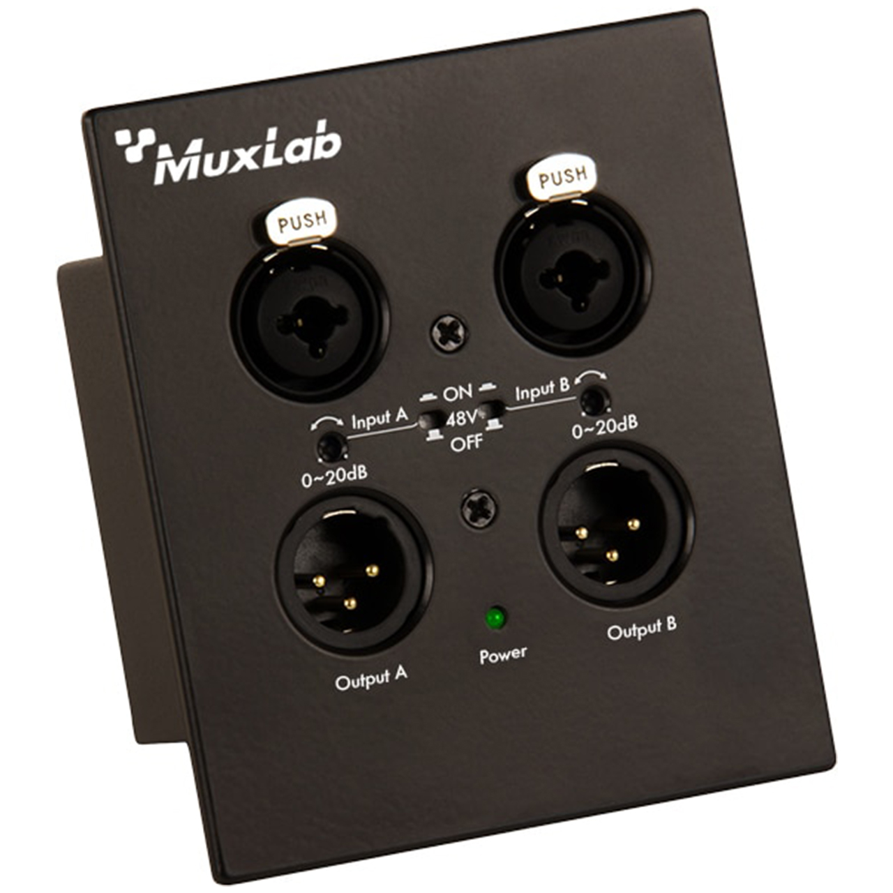 500558 MuxLab Dante 2-Channel XLR Wall-Plate