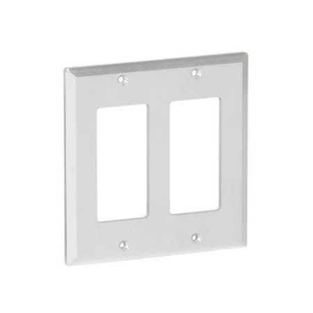 500919 Muxlab Brushed Aluminium Decora 2-Gang Front Plate
