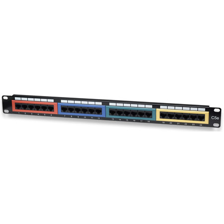 513678 Intellinet Cat5e Color-Coded Patch Panel 24-Port - UTP - 1U