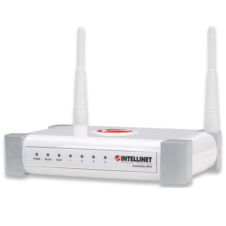 524827 Intellinet GuestGate MK II Wireless 300N HotSpot Gateway 300 Mbps MIMO 4-Port 10/100 Mbps LAN Switch